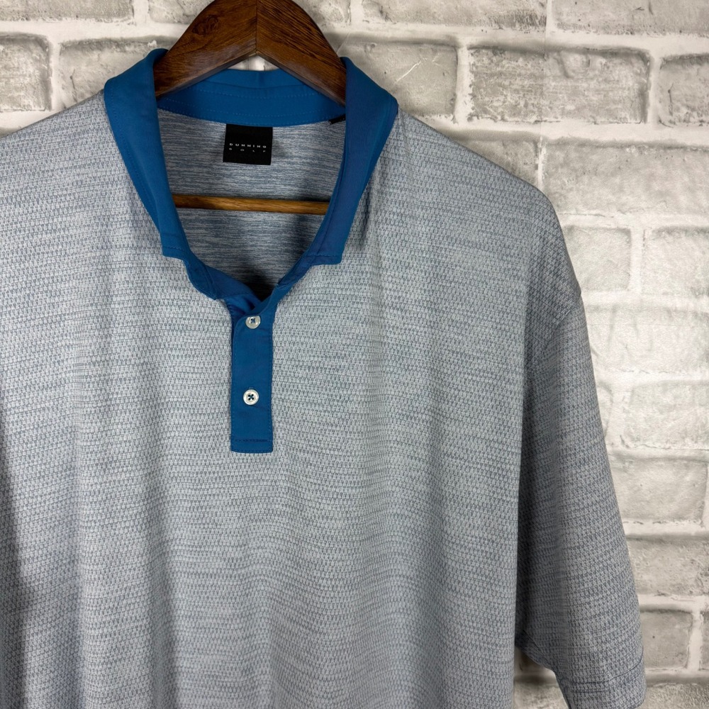 Dunning Golf Mens XXL Polo Shirt Blue Space Dye Short Sleeve Performance Stretch